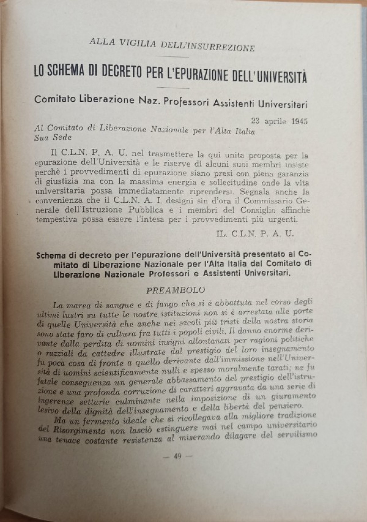 Attività clandestina professori Milano 1945 05