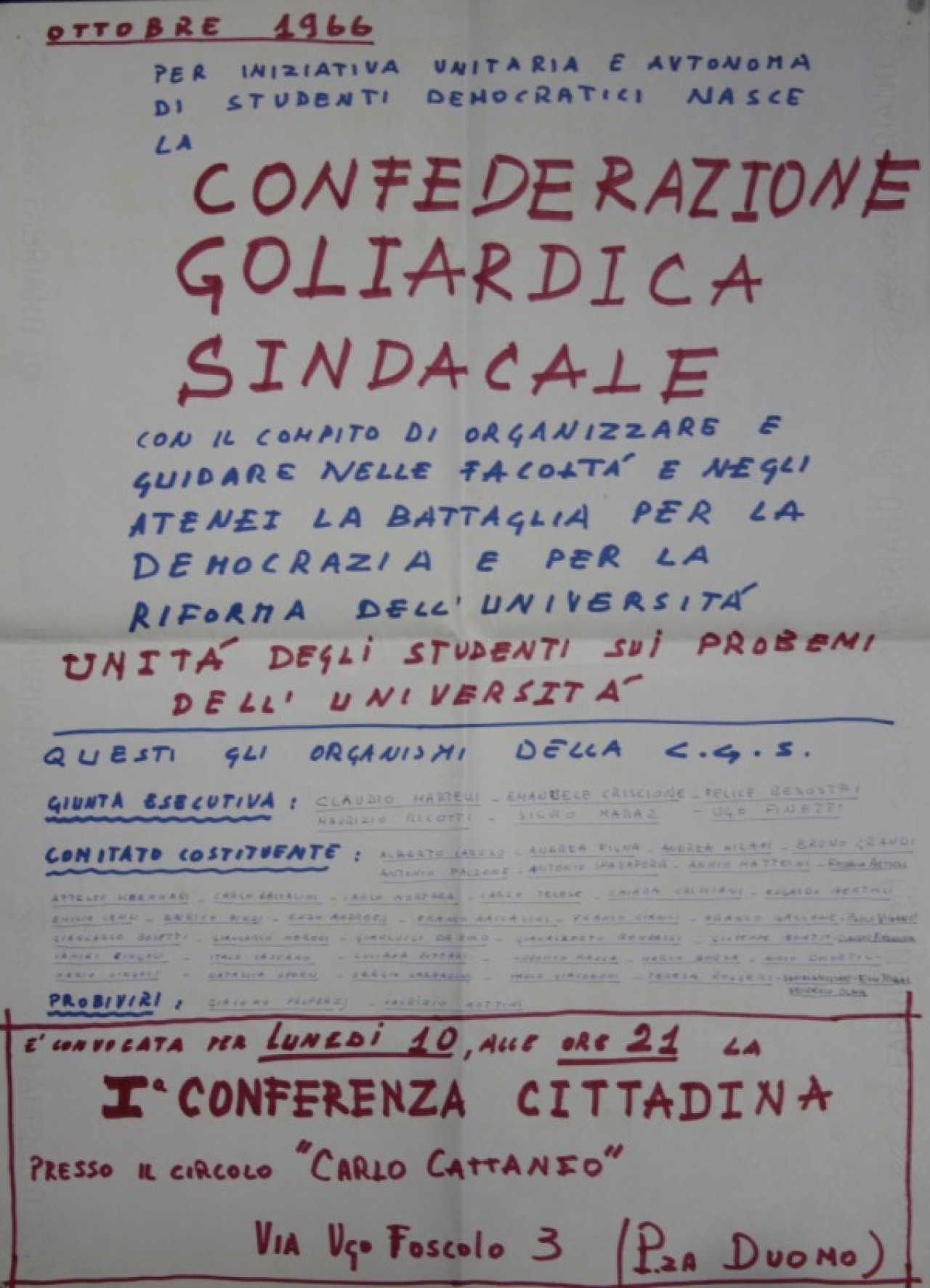 Manifesti: Confederazione goliardica sindacale 2